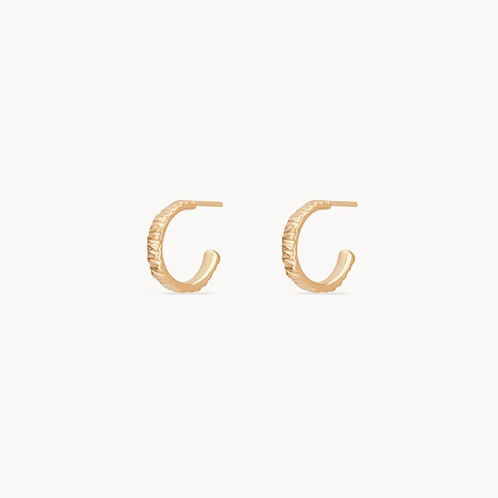 Little Tree Bark Stability Hoop in 14k yellow gold