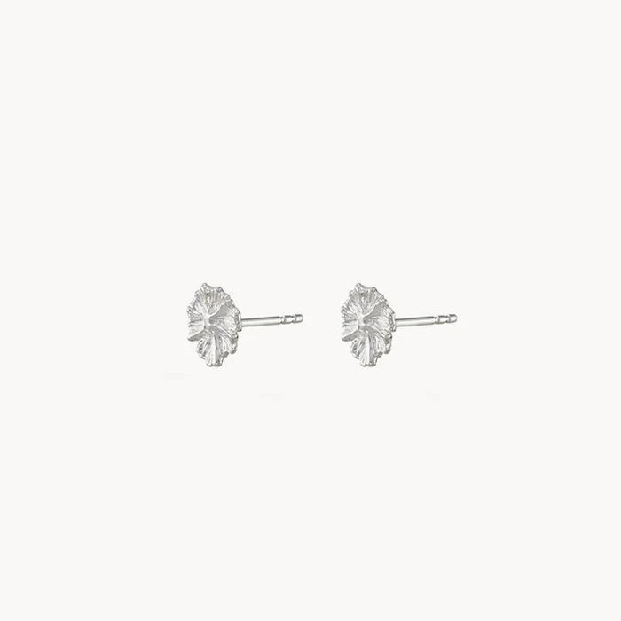 Little Wildflower Earrings in sterling silver, side detail view