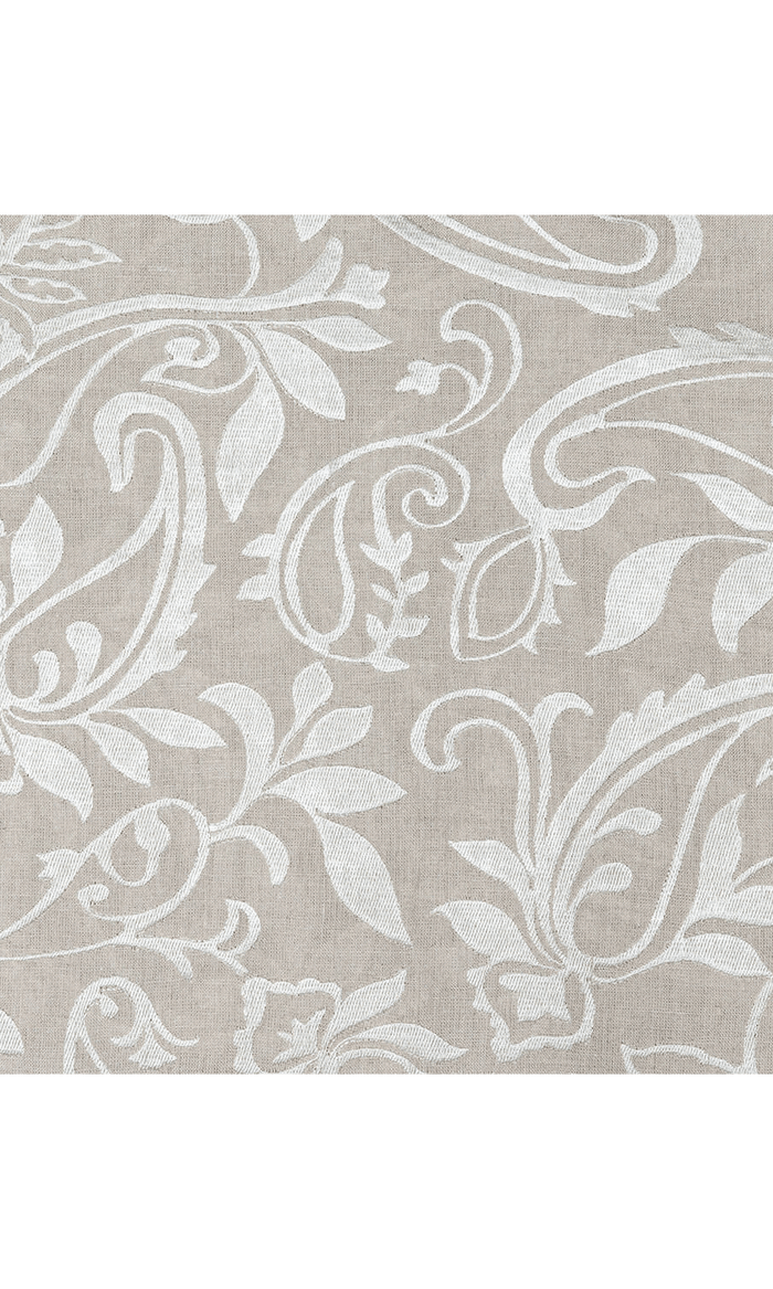 Floral Embroidered Linen Home Textile Fabric Material By the Metre (Brown)