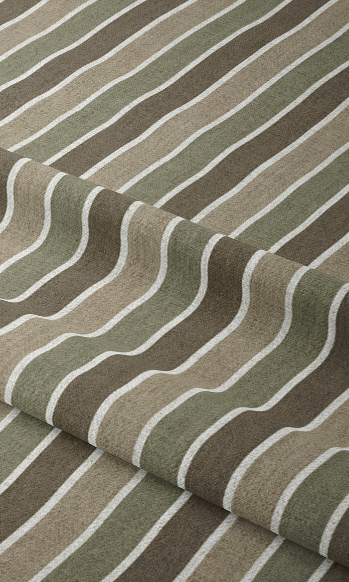 Striped Drapes for Living, Bedroom, Kitchen, Bathroom (Olive Green/ Brown/ Beige)