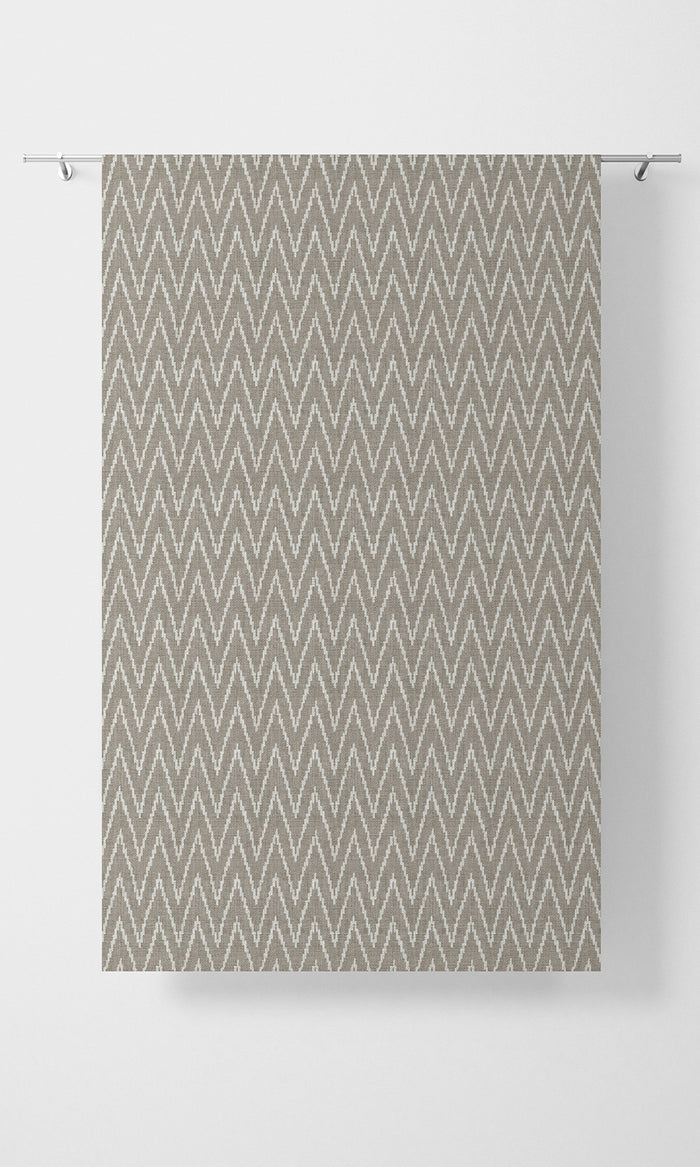 Chevron Print Pinch Pleat, Rod Pocket, Eyelet Curtains (Grey/ White)