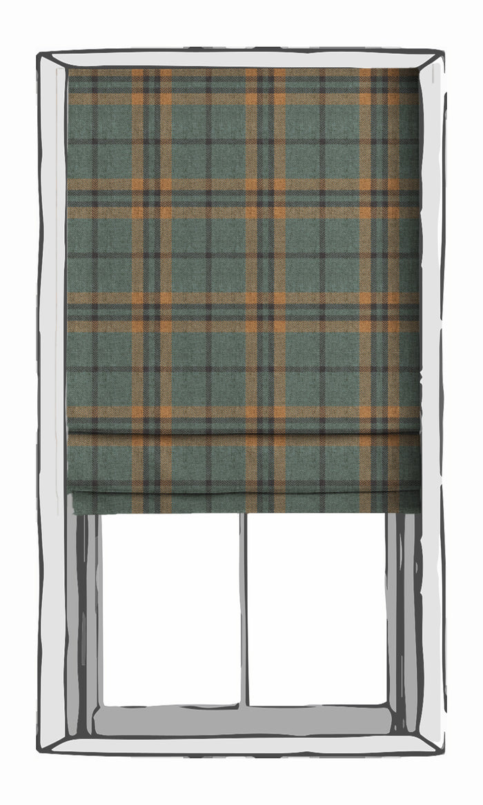 Plaid Curtains for Living, Bedroom, Kitchen, Bathroom (Teal/ Mustard)