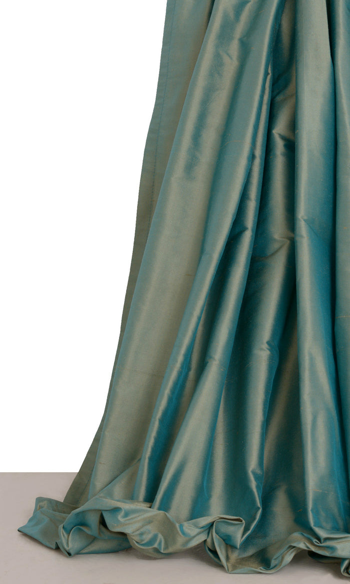 Shantung Silk Window Treatments Fabric By the Metre (Turquoise Blue)