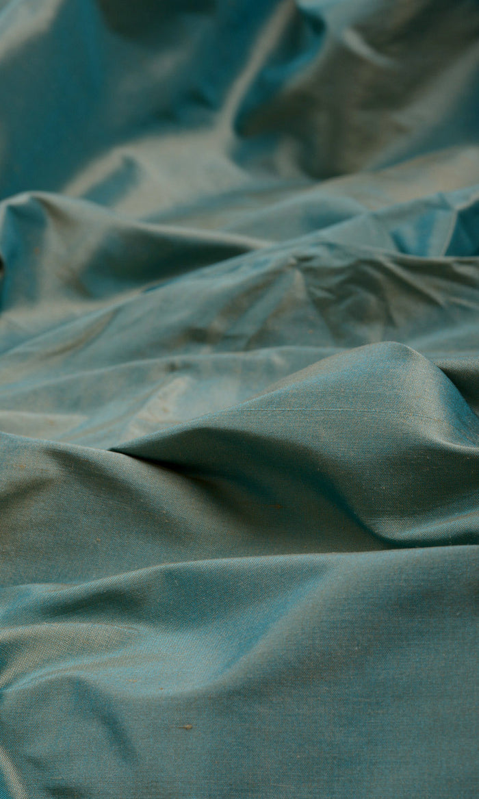 Shantung Silk Home Textile Fabric Material By the Metre (Turquoise Blue)