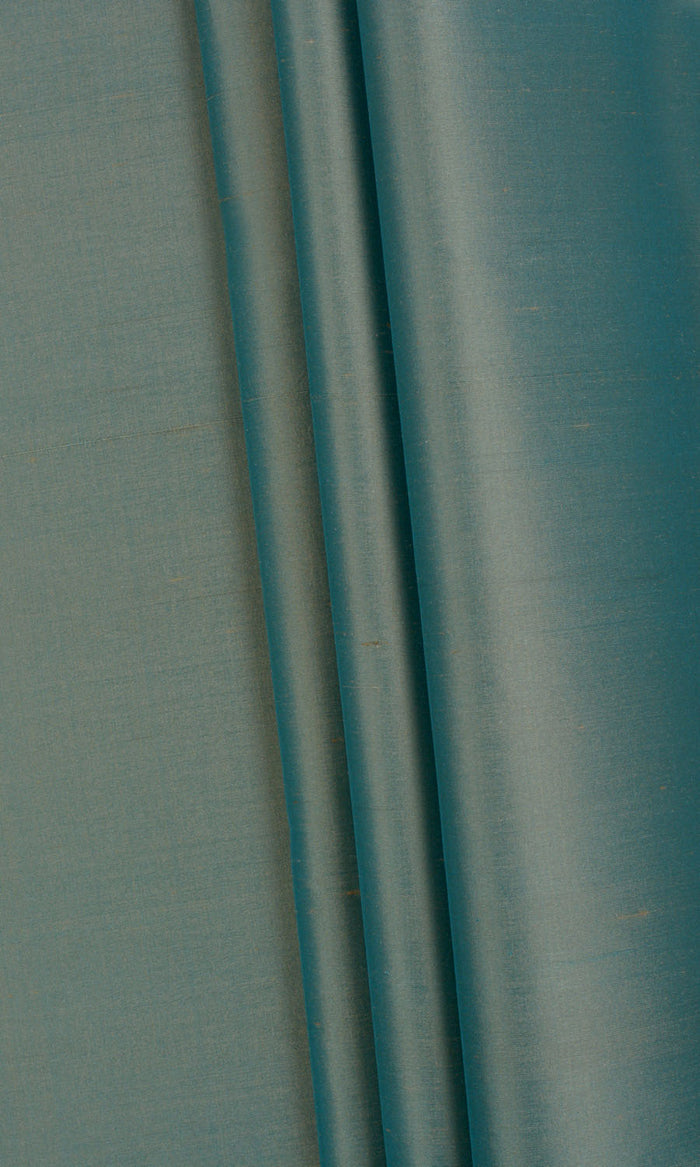 Shantung Silk Fabric By the Metre for Curtains & Drapes (Turquoise Blue)