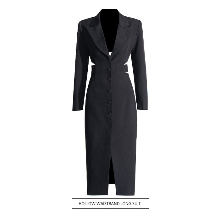Long-Line Midriff Cutout Suit Coat