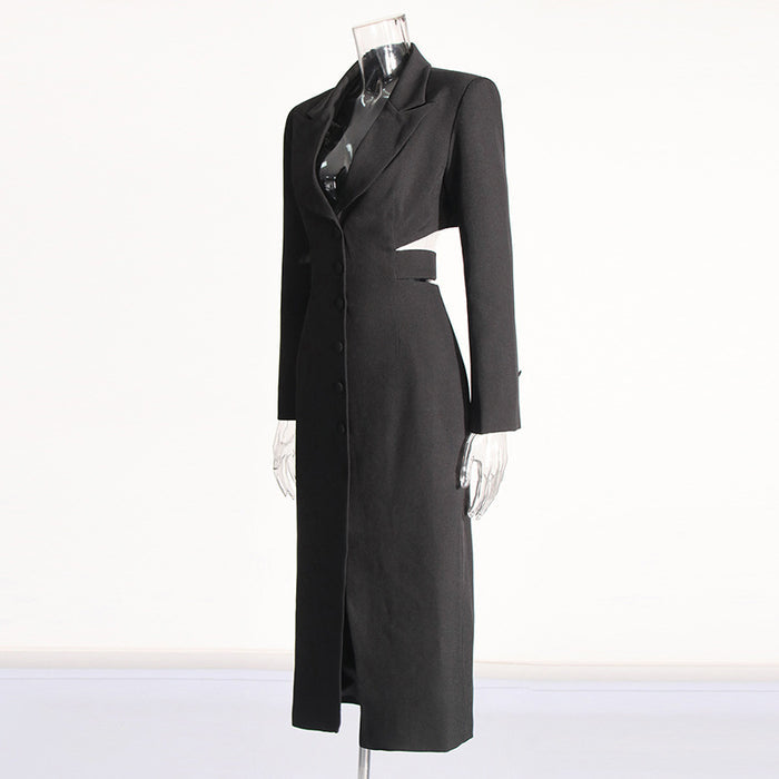 Long-Line Midriff Cutout Suit Coat