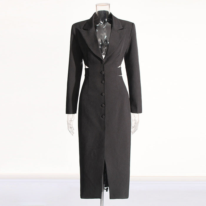 Long-Line Midriff Cutout Suit Coat