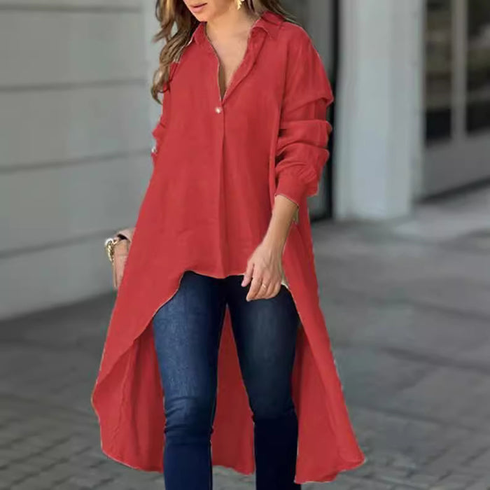 Loose Lapel Long Sleeve Shirt