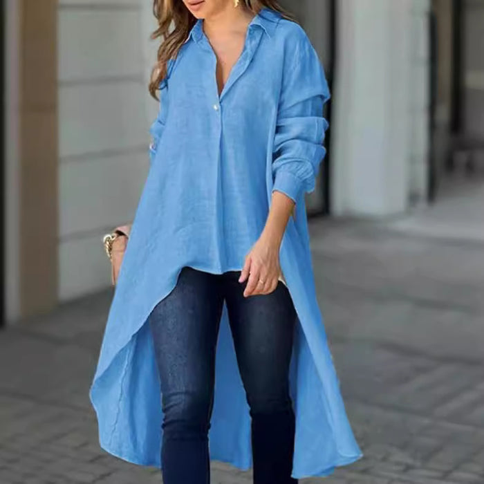Loose Lapel Long Sleeve Shirt