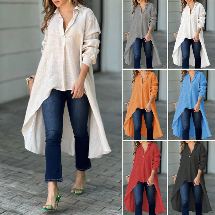 Loose Lapel Long Sleeve Shirt