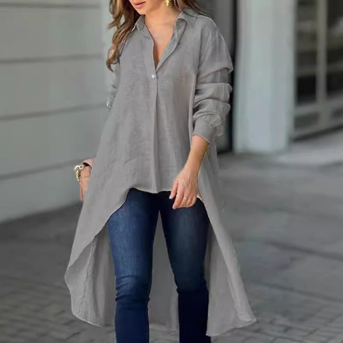 Loose Lapel Long Sleeve Shirt
