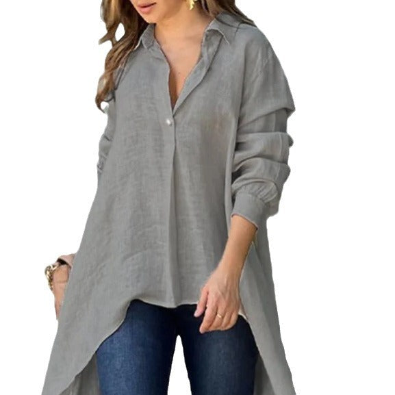 Loose Lapel Long Sleeve Shirt