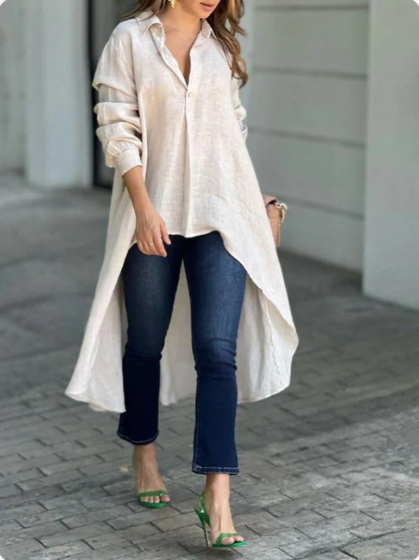 Loose Lapel Long Sleeve Shirt