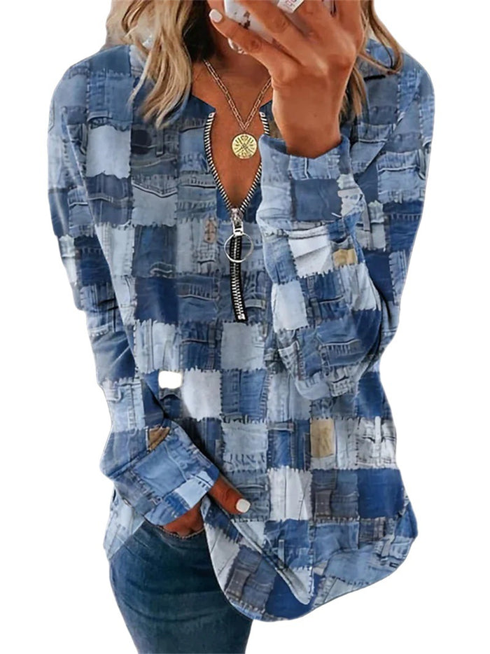 Loose Long Sleeve Zipper Sweater.