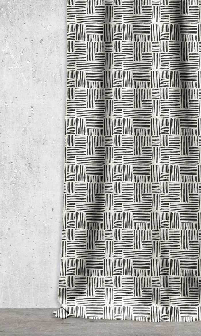 Modern Print Curtains (Black/ Ivory)