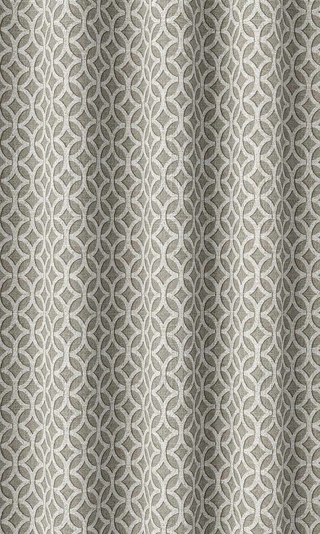 Geometric Print Pinch Pleat, Rod Pocket, Eyelet Curtains (Warm Grey)