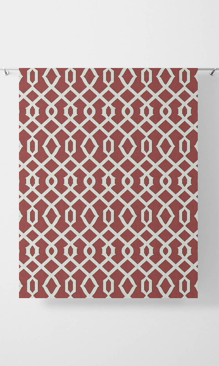Trellis Patterned Curtains (Red)