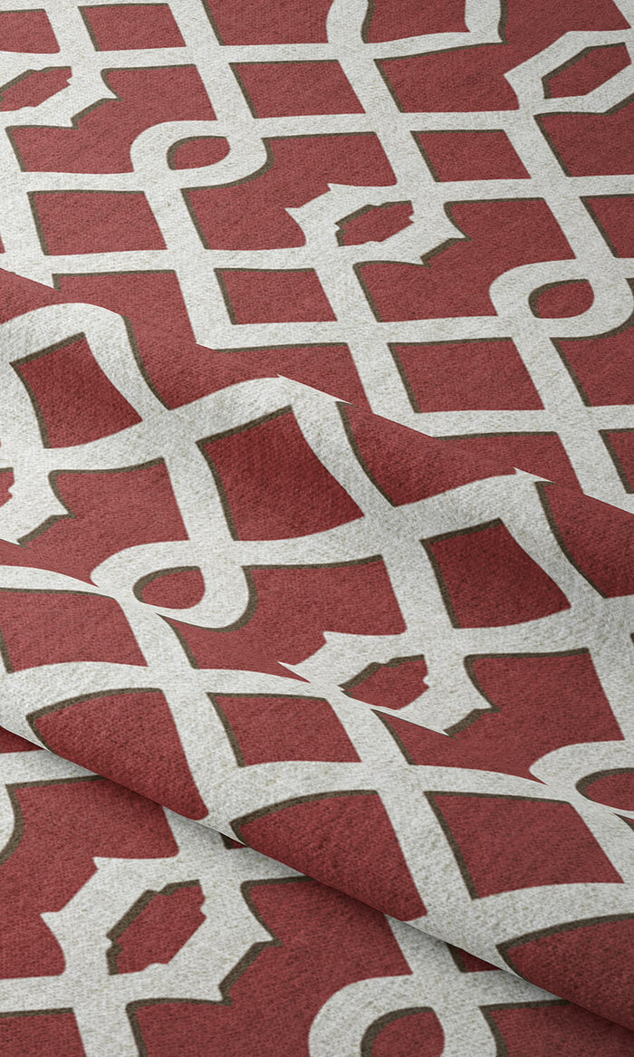 Trellis Patterned Curtains (Red) Extra Long Short Wide