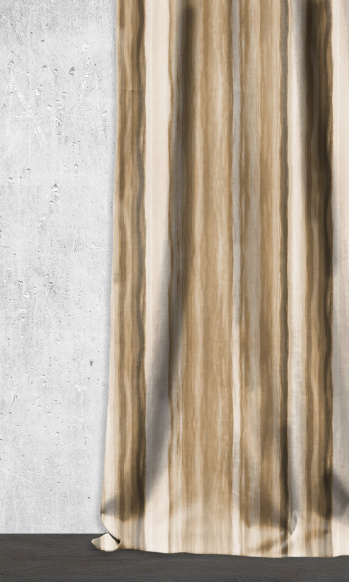 Room Darkening Striped Drapes for Living, Bedroom, Kitchen, Bathroom (Brown/ Beige)