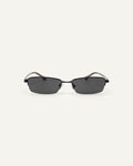 Face shot of Bonnie Clyde Lucky Star sunglasses in black with black lenses.