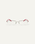 Face shot of Bonnie Clyde Lucky Star optical frames in silver with clear lenses.