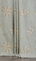 Floral Embroidery Home Décor Fabric By the Metre (Gray-Green)