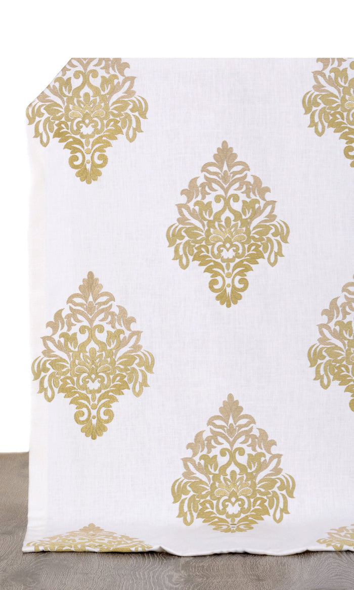 Damask Patterned  Drapes for Living, Bedroom, Kitchen, Bathroom (Ivory/ Beige/ Brown)