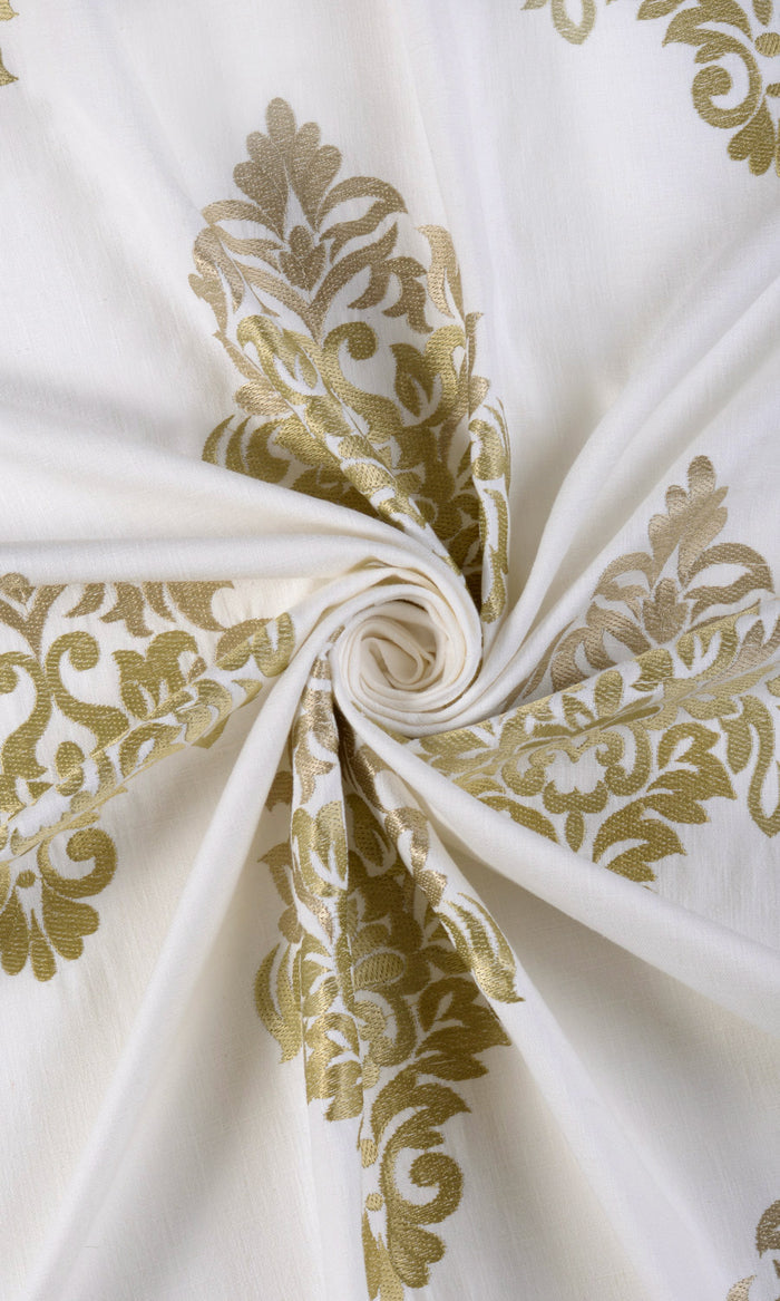 Damask Patterned  Drapes (Ivory/ Beige/ Brown) Extra Long Short Wide