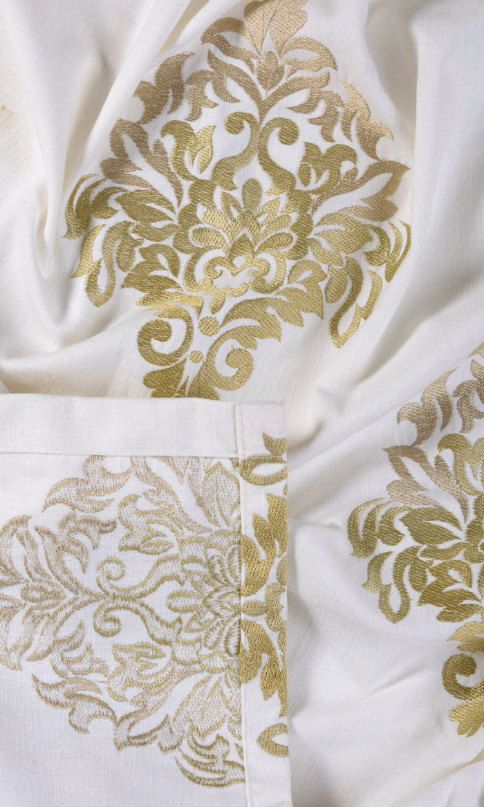 Damask Patterned  Curtains / Drapes / Window Drapery Panels (Ivory/ Beige/ Brown)