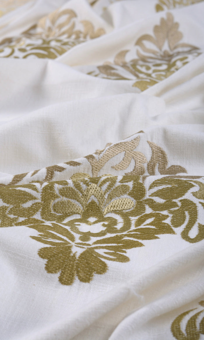 Damask Patterned  Made-to-Measure Curtains (Ivory/ Beige/ Brown)