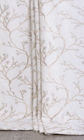 Floral Vine Print Embroidery Home Décor Fabric By the Metre (White/ Beige)