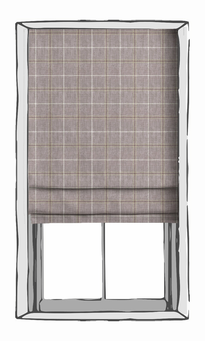 Modern Check Patterned Window Treatments Fabric By the Metre (Lavender)