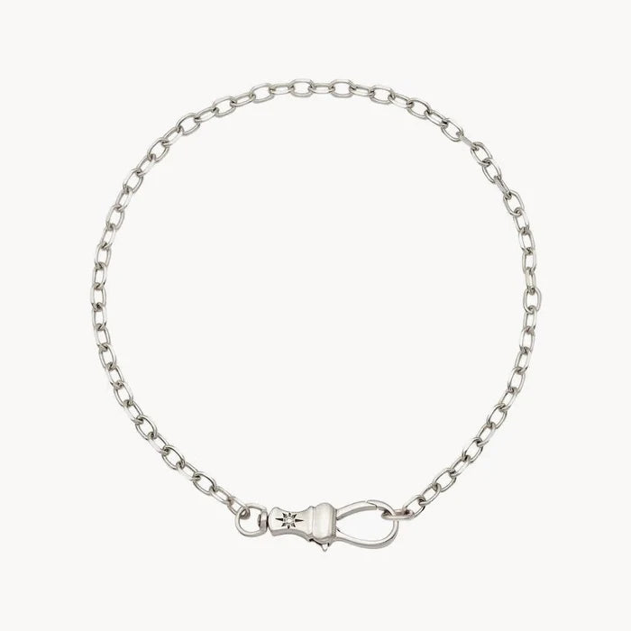 Magic Maker Charm Collector Clasp Silver Chain Bracelet in sterling silver with brilliant diamonds