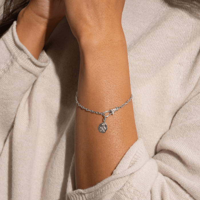 Magic Maker Charm Collector Clasp Silver Chain Bracelet in sterling silver with brilliant diamonds, alternate angle detail view