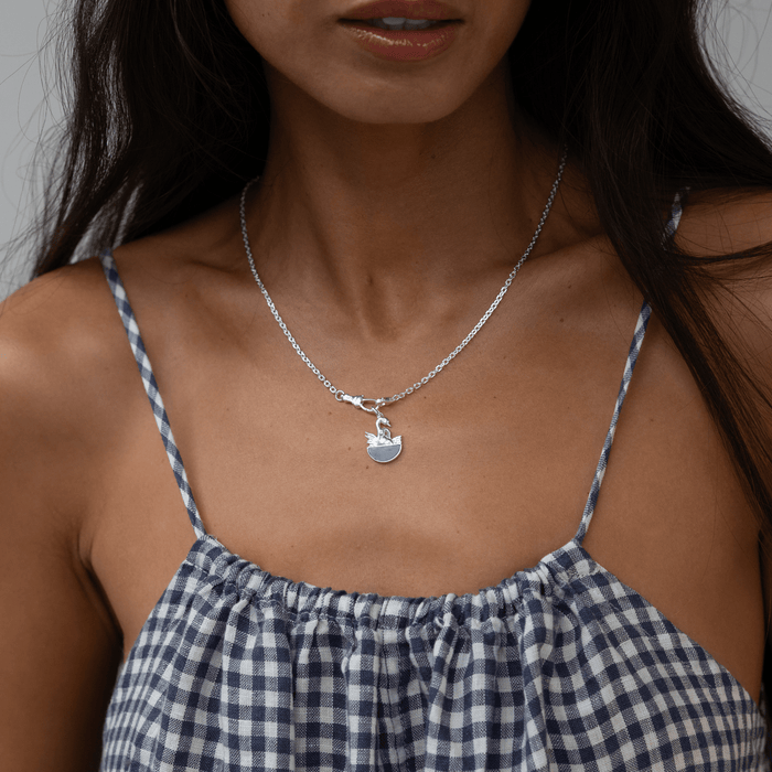 Magic Maker Charm Collector Clasp Silver Chain Necklace in sterling silver with diamonds, alternate angle detail view