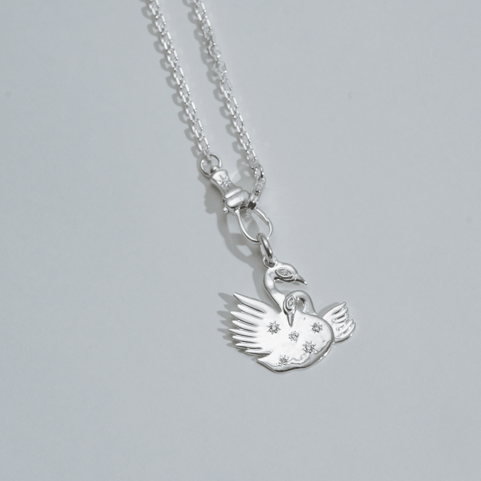 Magic Maker Charm Collector Clasp Silver Chain Necklace in sterling silver with diamonds, alternate angle detail view 2
