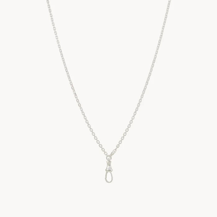 Magic Maker Charm Collector Clasp Silver Chain Necklace in sterling silver with diamonds, alternate angle detail view 4
