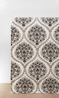 Damask Embroidered Home Décor Fabric By the Metre (Brown/ Black/ White)