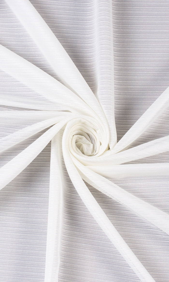 Striped Sheer Window Treatments Fabric By the Metre (Chiffon White)
