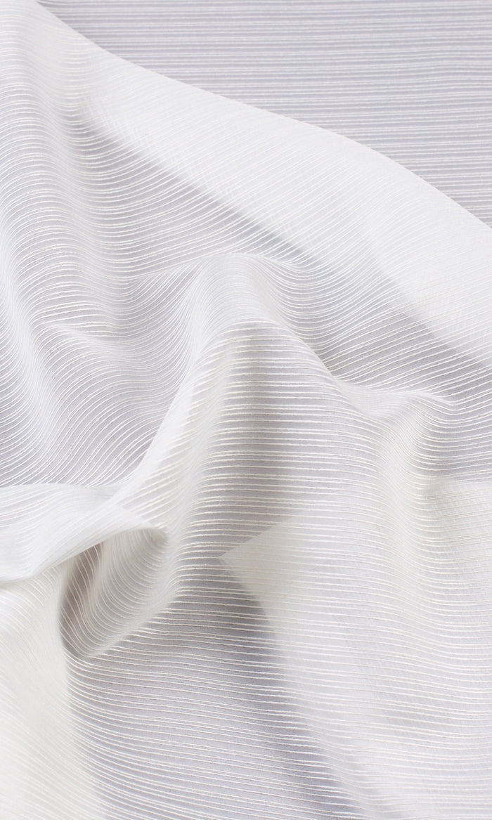 Striped Sheer Fabric By the Metre for Curtains & Drapes (Chiffon White)