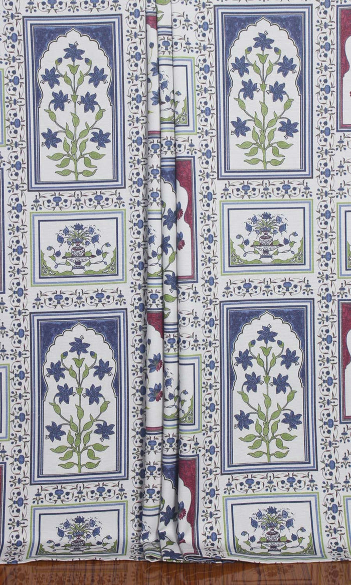 Floral Cotton Window Treatments Fabric By the Metre (White/ Blue/ Pink)