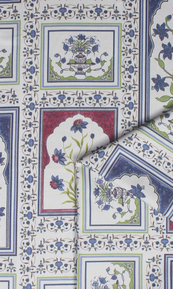 Floral Cotton Home Textile Fabric Material By the Metre (White/ Blue/ Pink)
