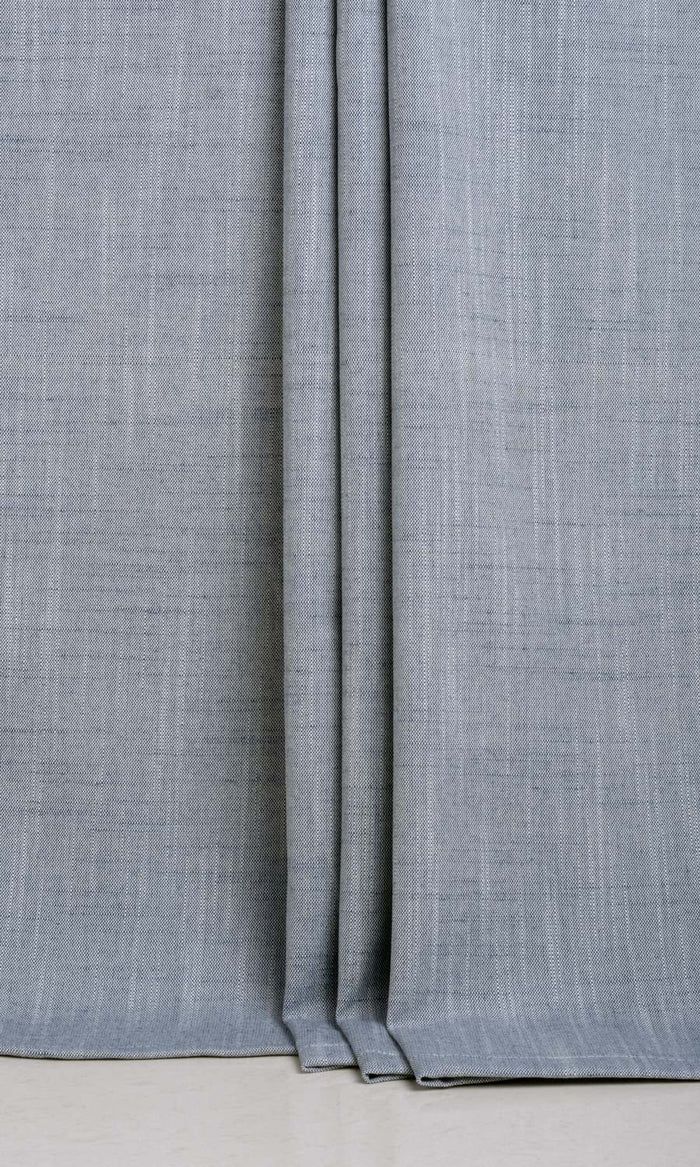 Plain Linen Texture Made-to-Measure Curtains (Denim Blue)