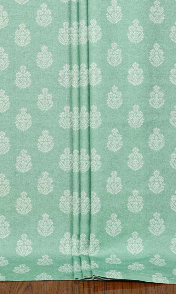 Floral Cotton Home Textile Fabric Material By the Metre (Sea Green)