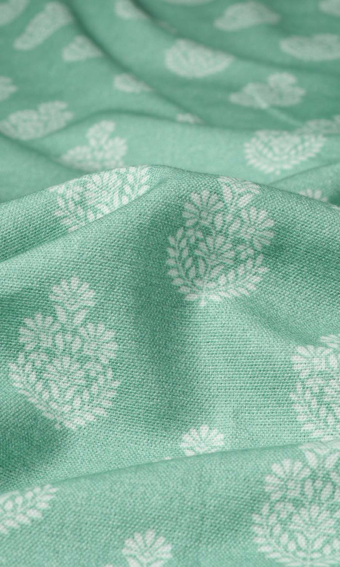 Floral Cotton Fabric Material By the Metre (Sea Green)