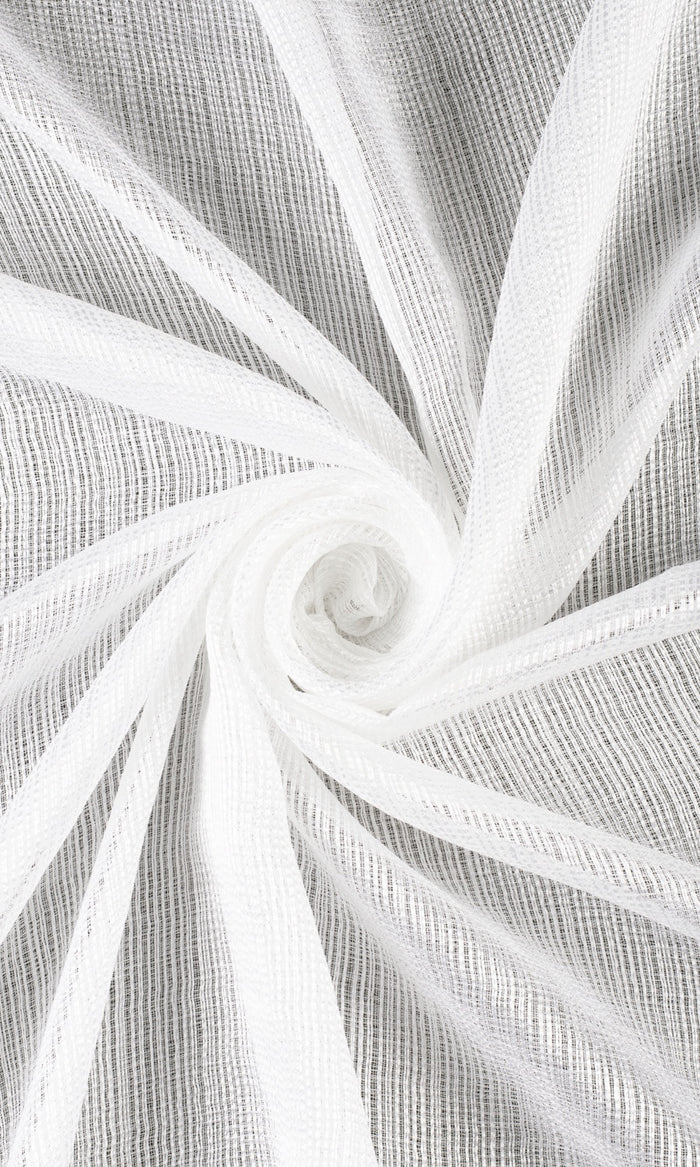 Textured Striped Sheer Fabric Material By the Metre (White)