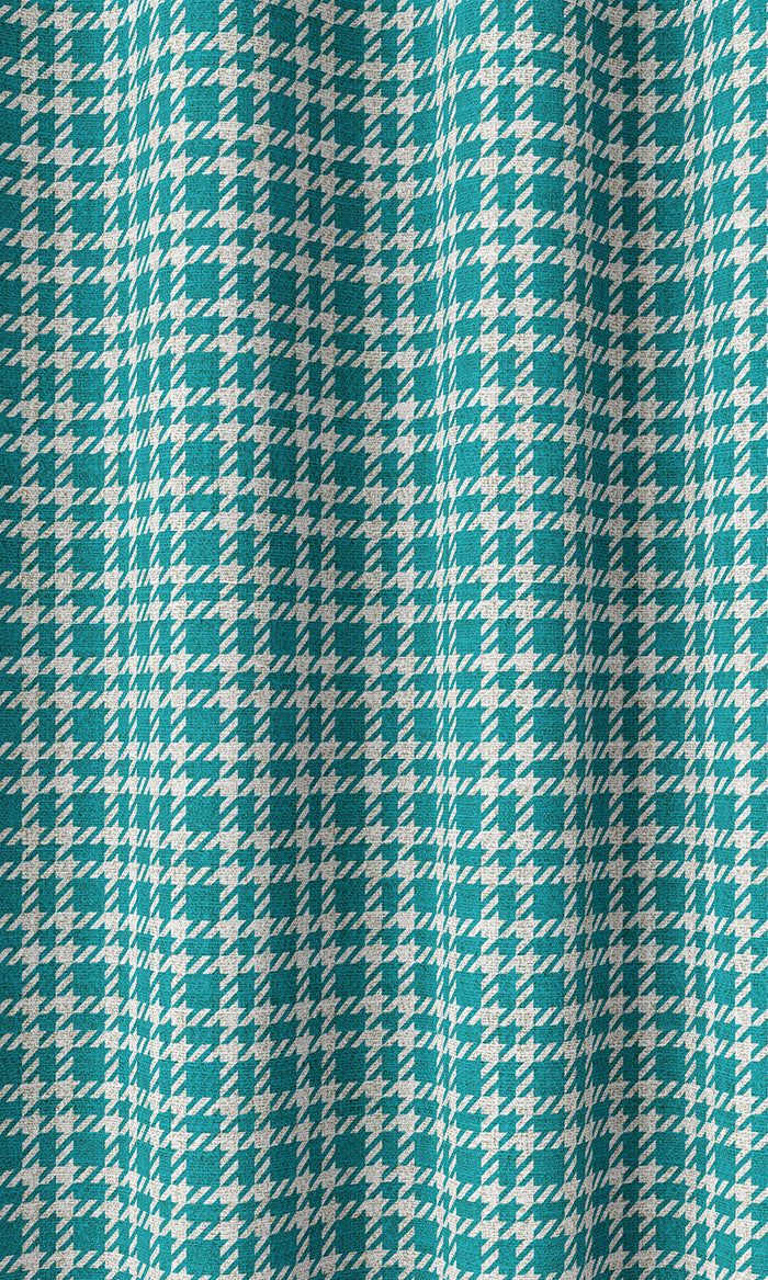 Modern Check Print Curtains (Pacific Blue)