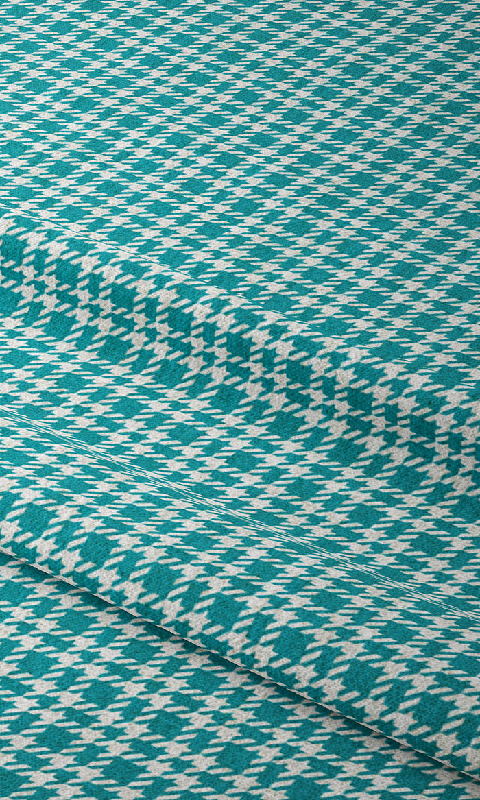 Modern Check Print Pinch Pleat, Rod Pocket, Eyelet Curtains (Pacific Blue)