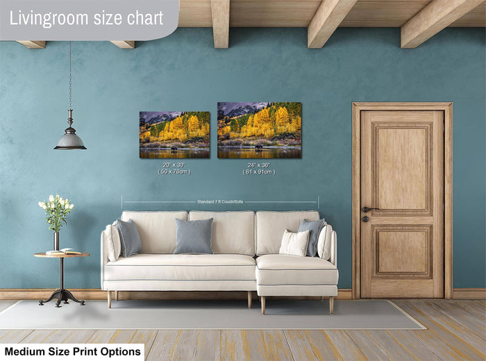 Maroon Bells Wall Art – Autumn Landscape Print with Bull Moose Canvas Decor